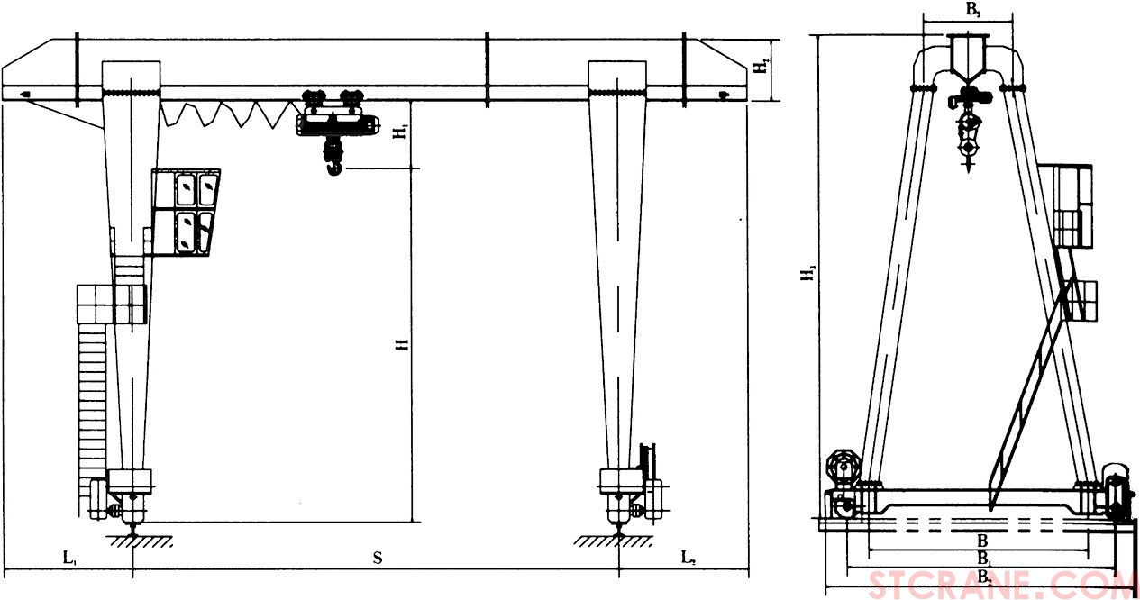 MH型电动葫芦门式起重机(图2) MH型电动葫芦门式起重机(图2)